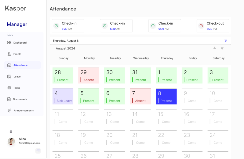 ATTENDANCE Panel